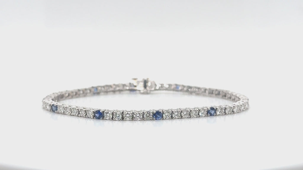Platinum Diamond & Sapphire Tennis Bracelet 7+ in