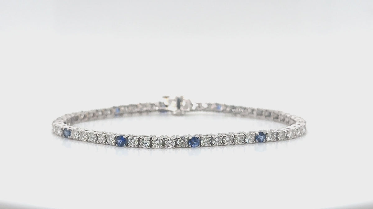 Platinum Diamond & Sapphire Tennis Bracelet 7+ in