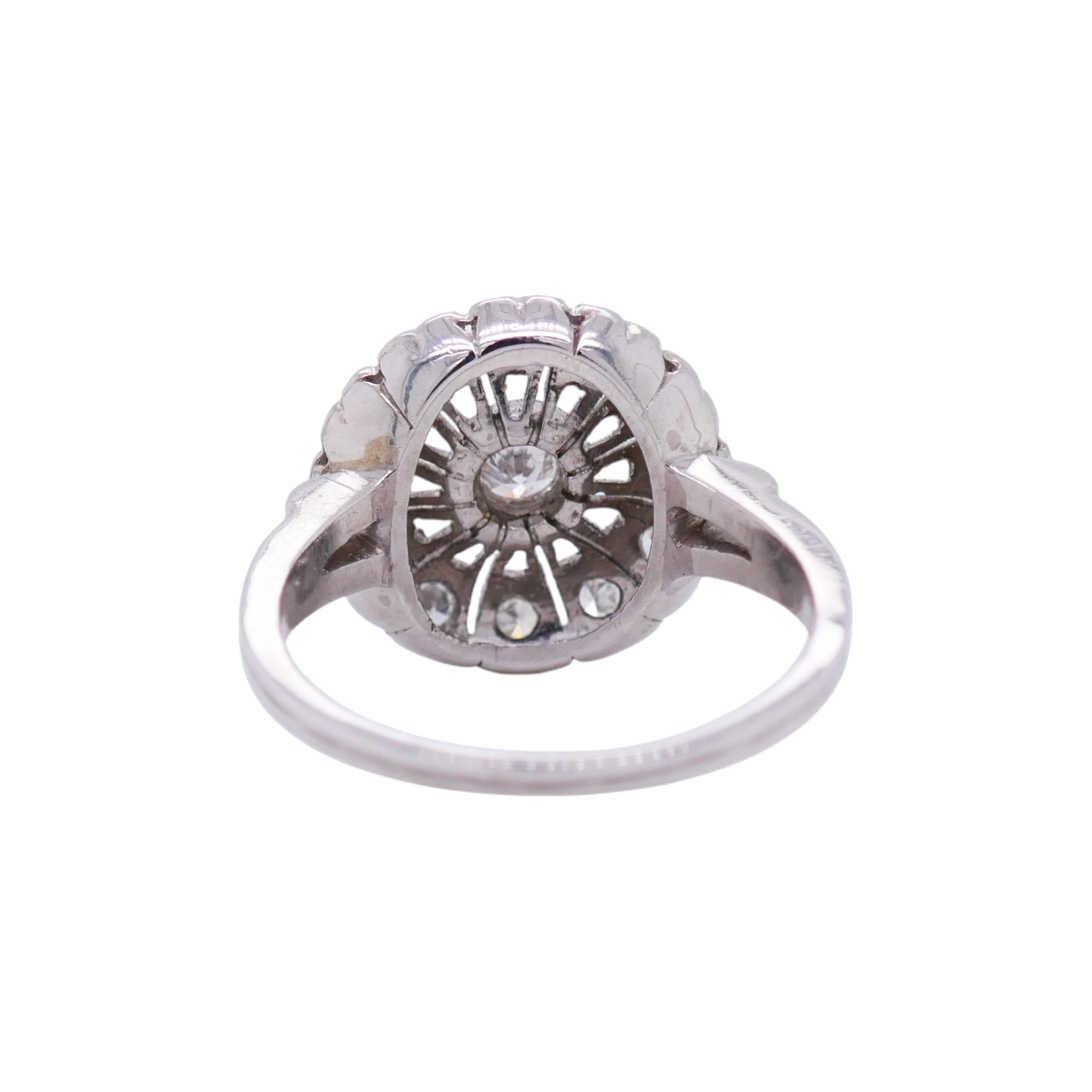 Vintage Platinum Floral Design Diamond Ring Size 6