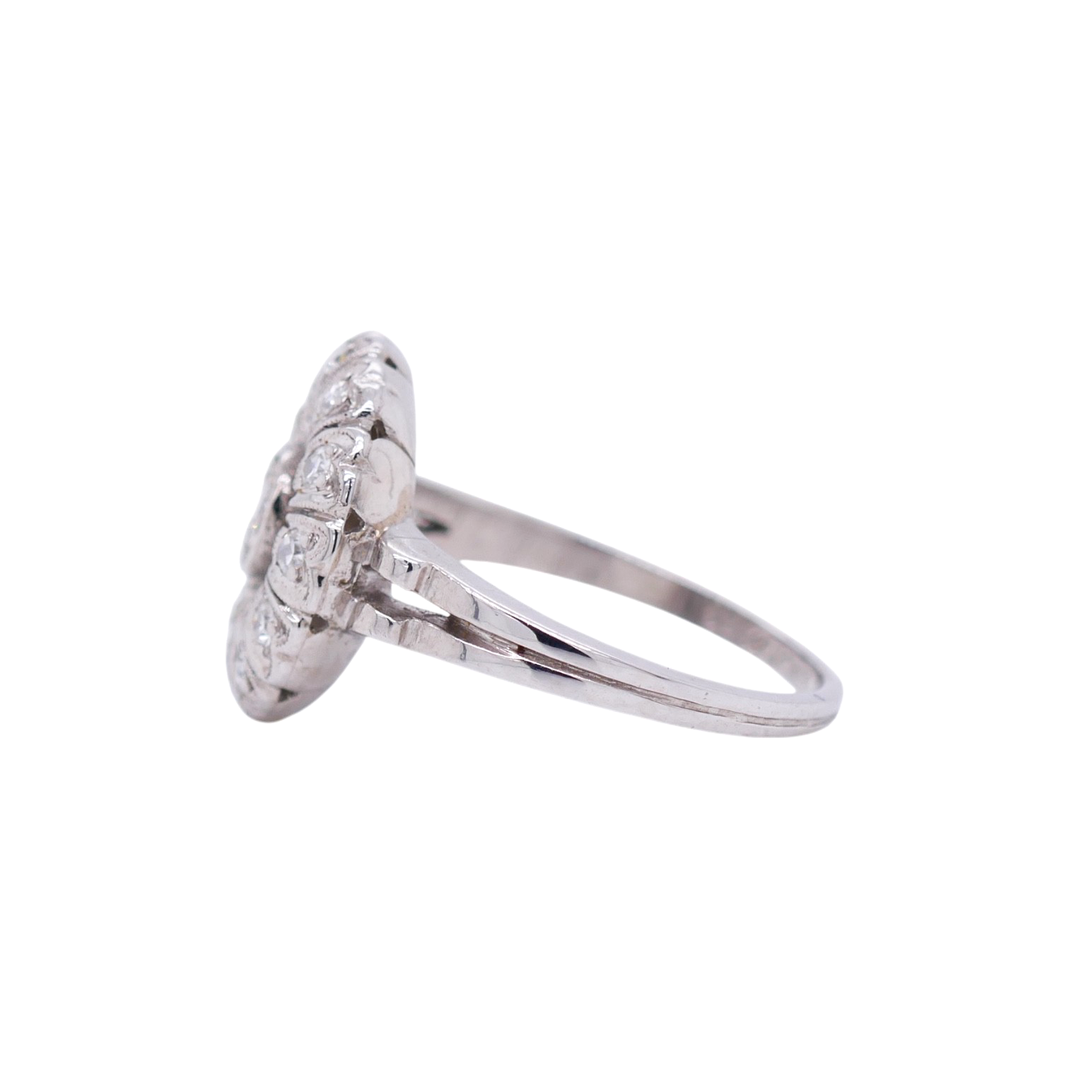 Vintage Platinum Floral Design Diamond Ring Size 6