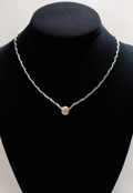 14K White Gold Diamond Necklace Modern Bezel-Set Design