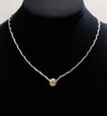 14K White Gold Diamond Necklace Modern Bezel-Set Design