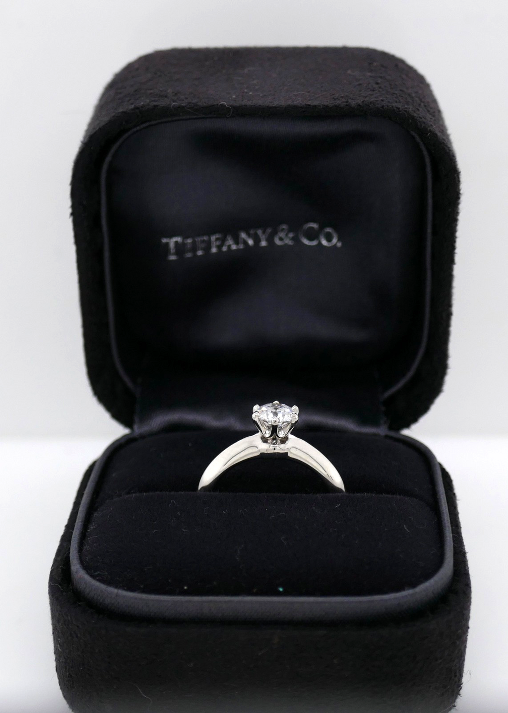 Tiffany & Co. Platinum Diamond Solitaire Ring Size 4.75