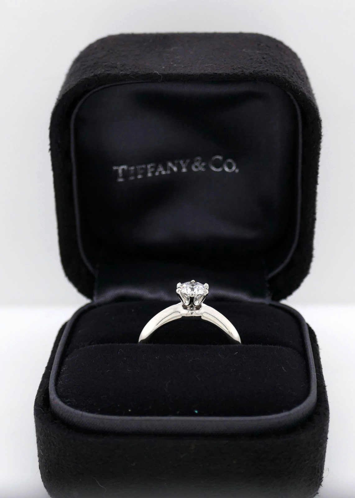 Tiffany & Co. Platinum Diamond Solitaire Ring Size 4.75