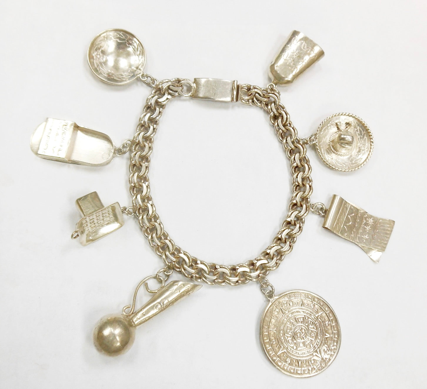Vintage Sterling Silver Charm Bracelet with 8 Charms