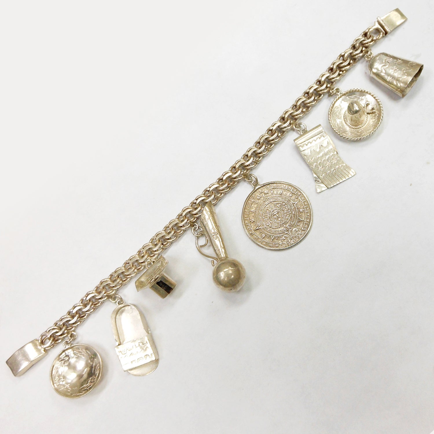 Vintage Sterling Silver Charm Bracelet with 8 Charms