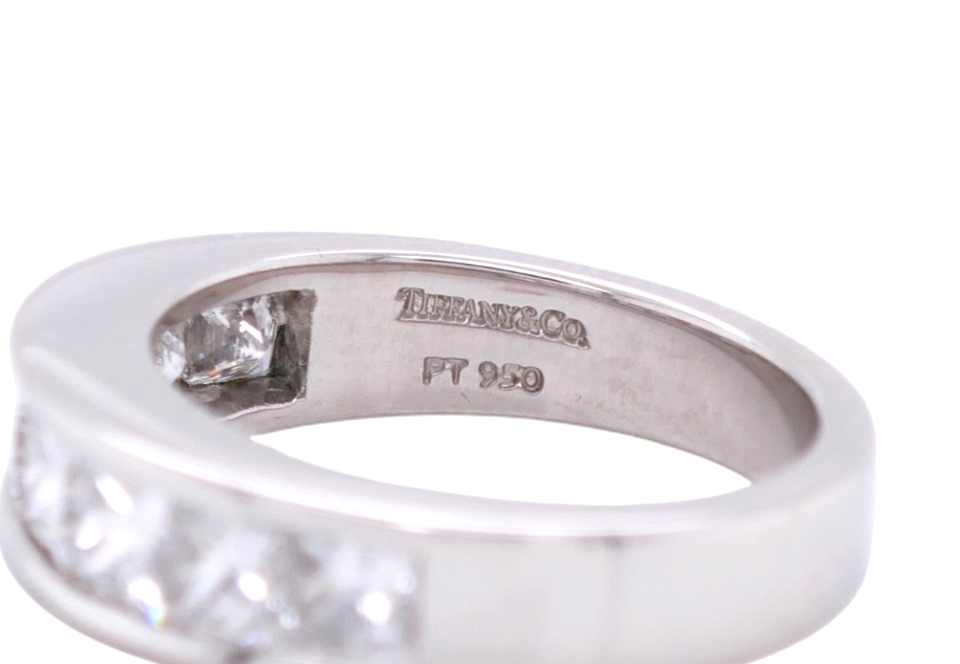 Tiffany & Co. Platinum Channel-Set Princess Cut Diamond Band Size 5