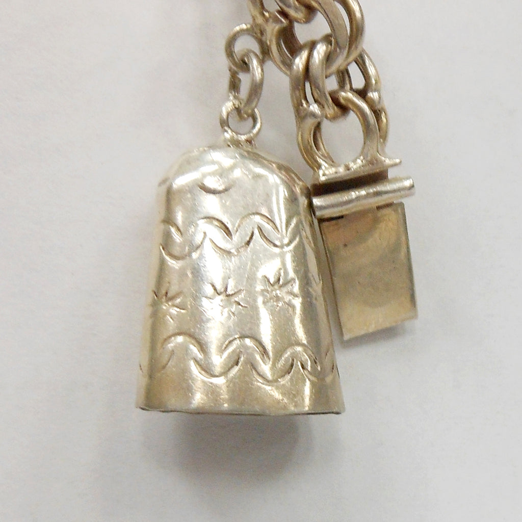 Vintage Sterling Silver Charm Bracelet with 8 Charms
