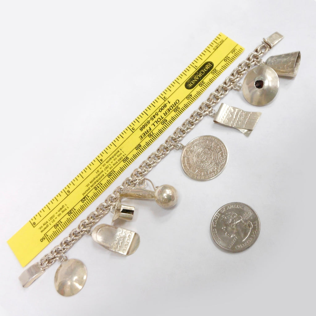Vintage Sterling Silver Charm Bracelet with 8 Charms