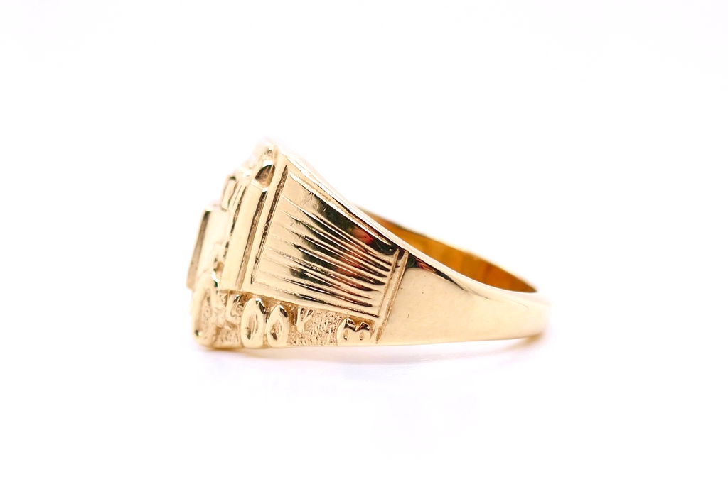 14k Gold and Diamond Truck Ring Size 14.25