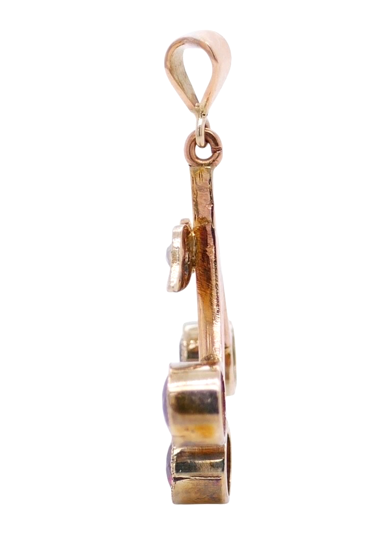 Vintage 9K Gold Garnet & Pearl Cherry Charm/Pendant