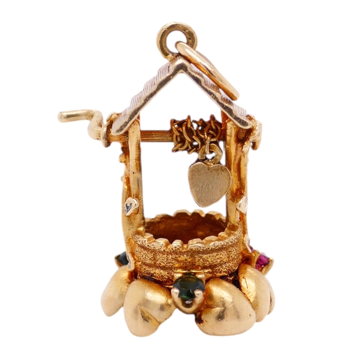 Vintage 14K Gold Articulated Wishing Well Pendant