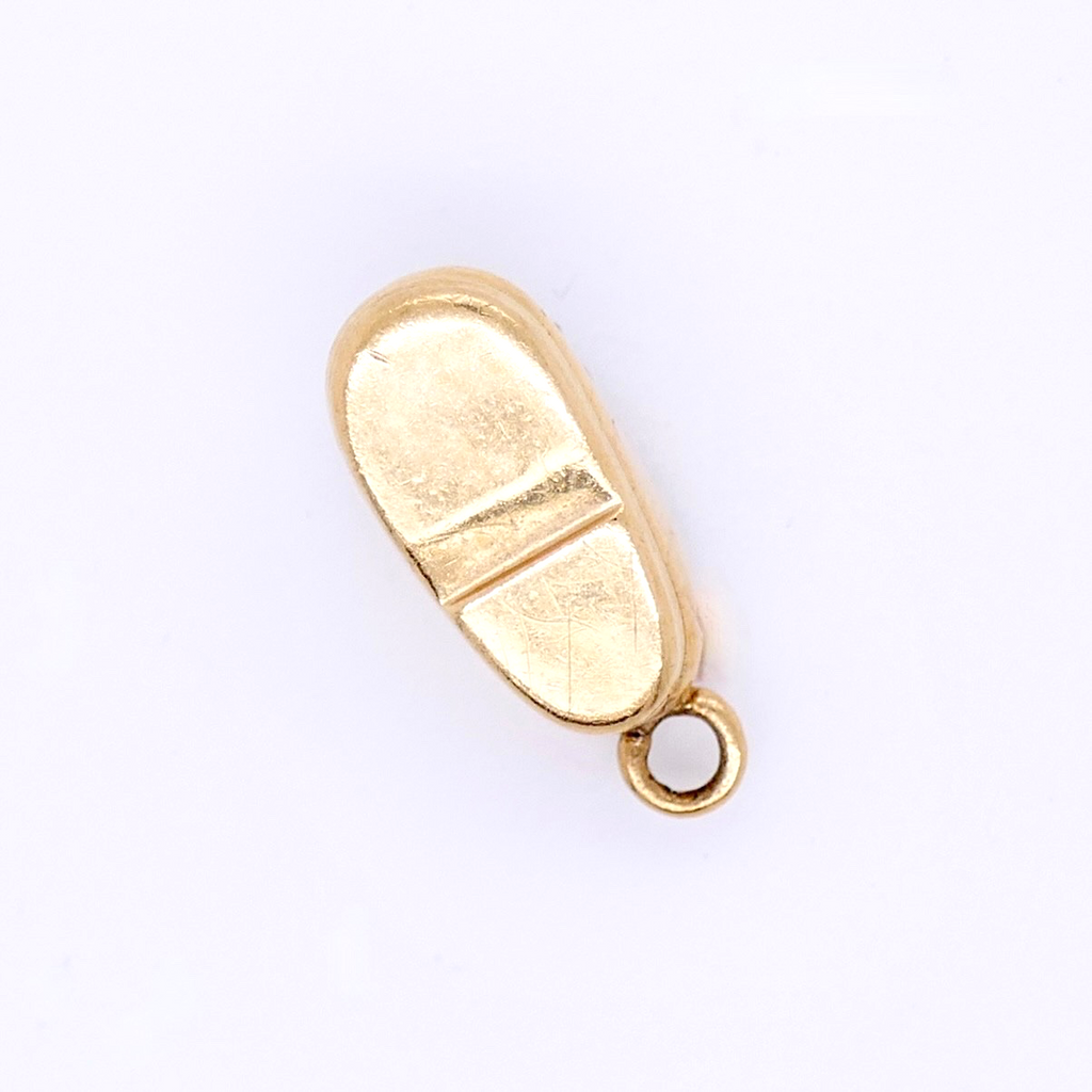 Vintage 14K Gold Baby Shoe Charm With Silver Laces Unsoldered Jump Ring Included