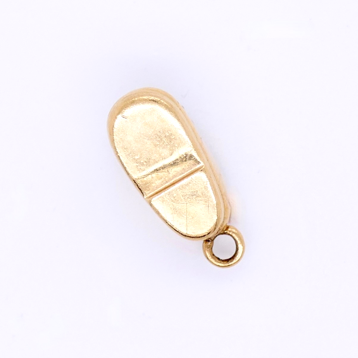 Vintage 14K Gold Baby Shoe Charm With Silver Laces Unsoldered Jump Ring Included