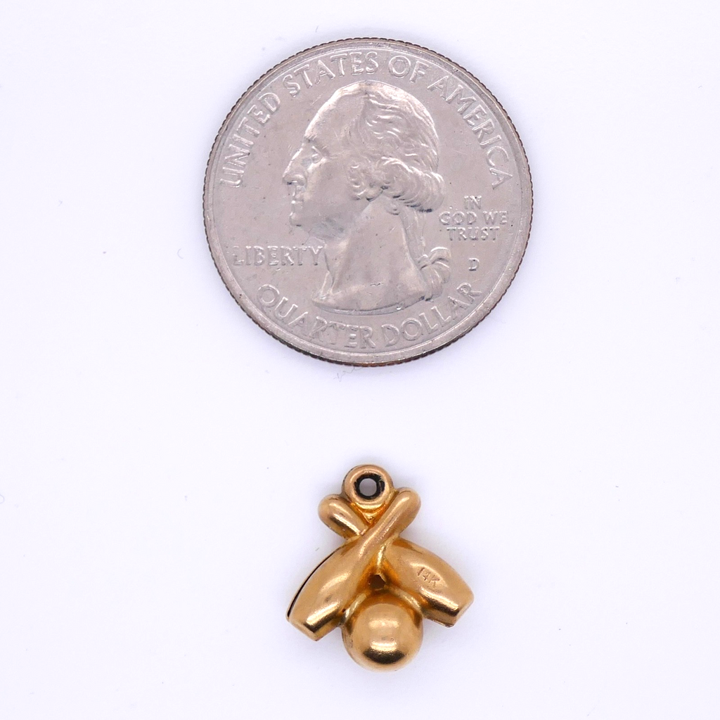 Vintage 14K Gold Bowling Ball & Pins Charm