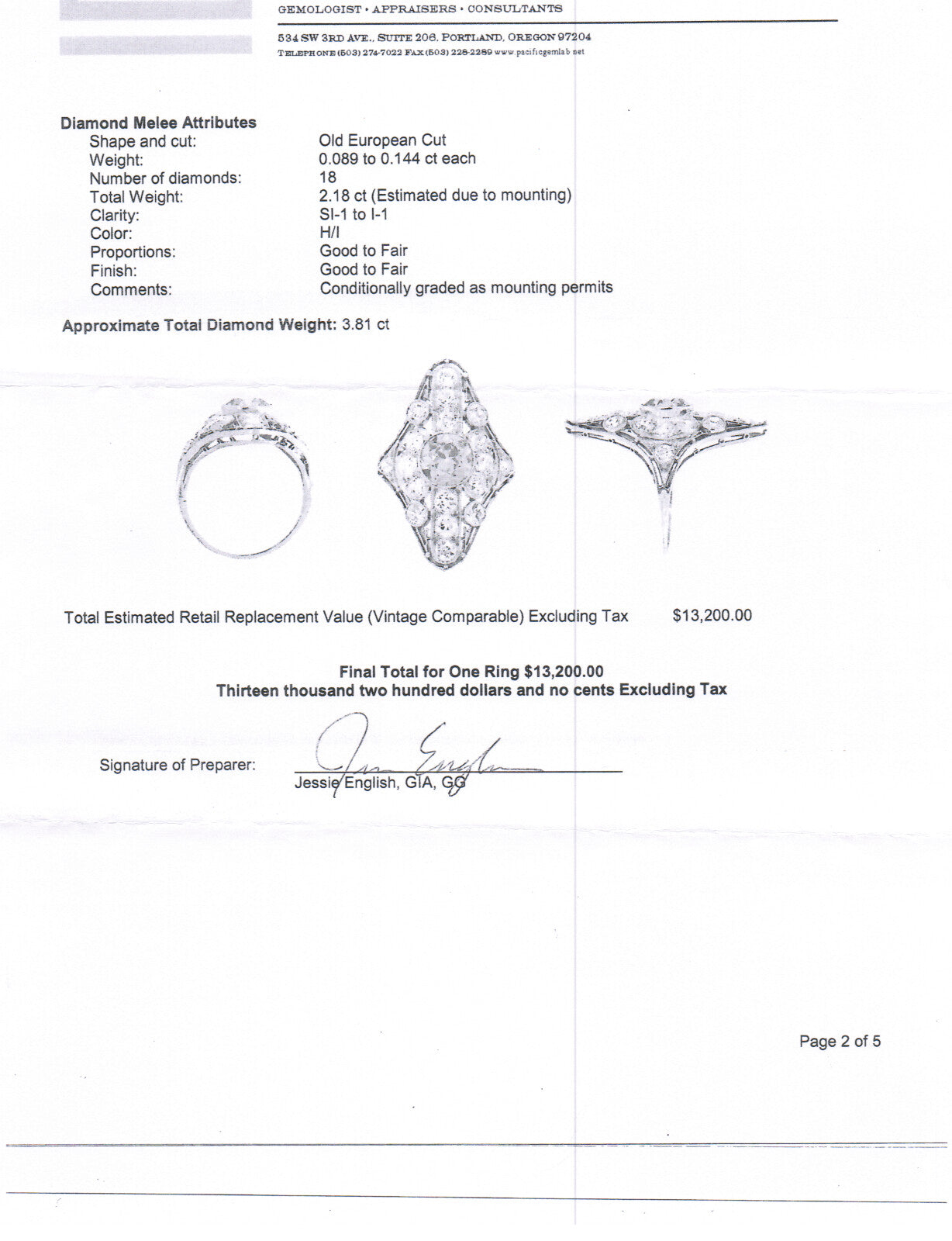 Vintage Platinum Yellow Diamond Dinner Ring Size 7