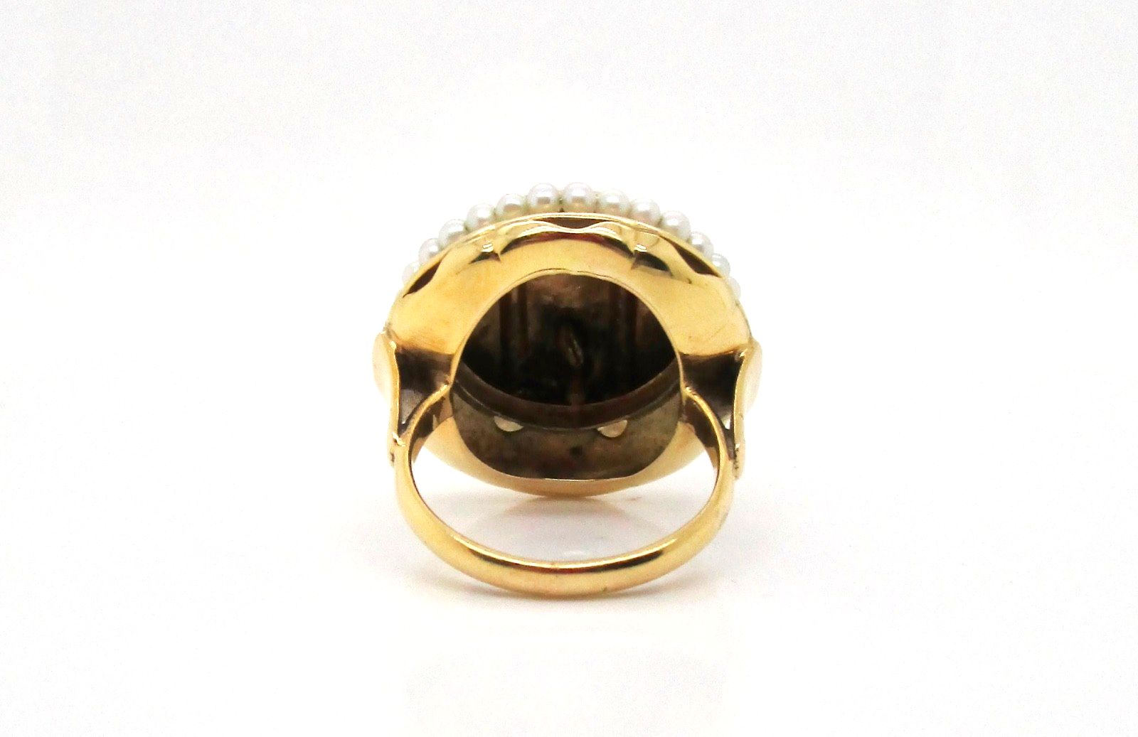 14k Gold Vintage Half Dome Seed Pearl Ring Size 5.25
