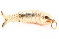 14K Gold Articulated Fish Pendant Turquoise Eyes