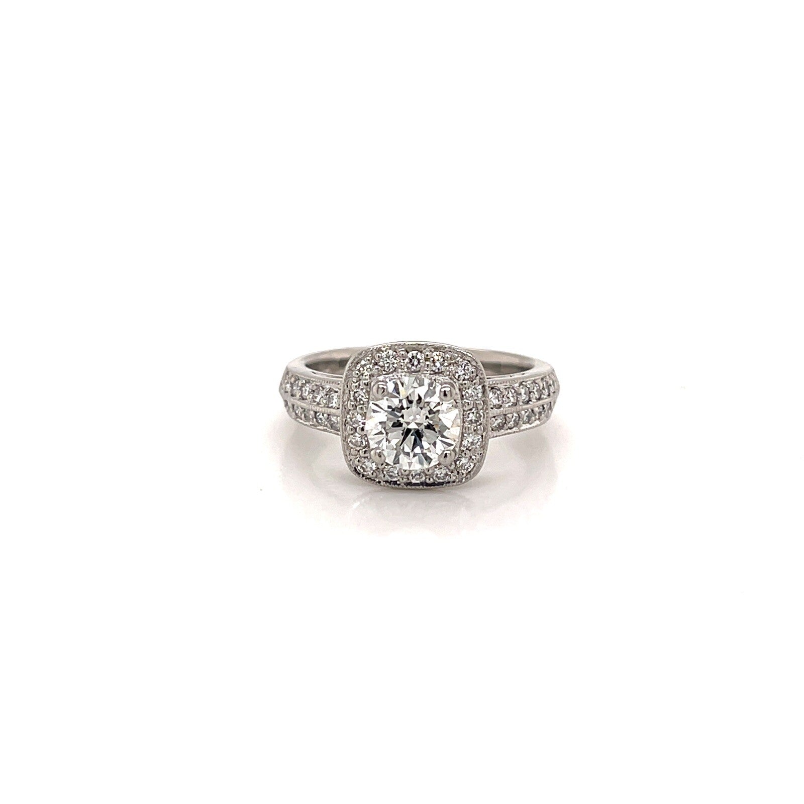 Platinum Engagement Ring with 1.0 ct H/I-VS2 Center Diamond Size 6