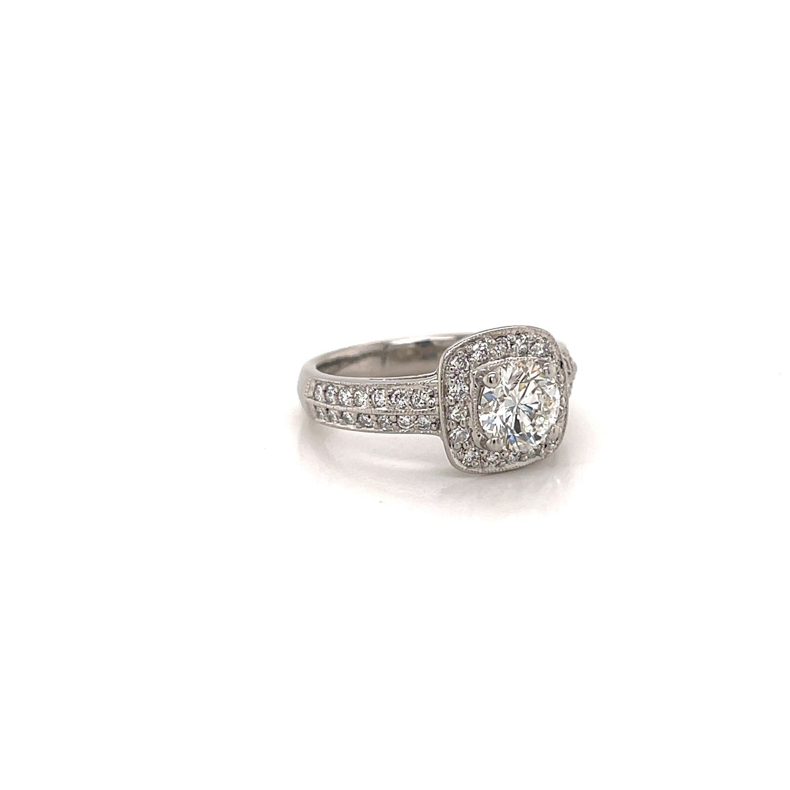 Platinum Engagement Ring with 1.0 ct H/I-VS2 Center Diamond Size 6