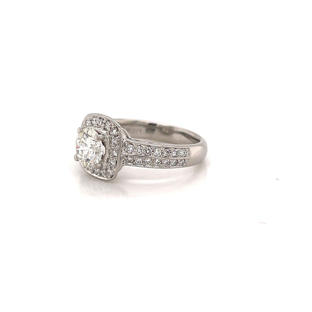 Platinum Engagement Ring with 1.0 ct H/I-VS2 Center Diamond Size 6