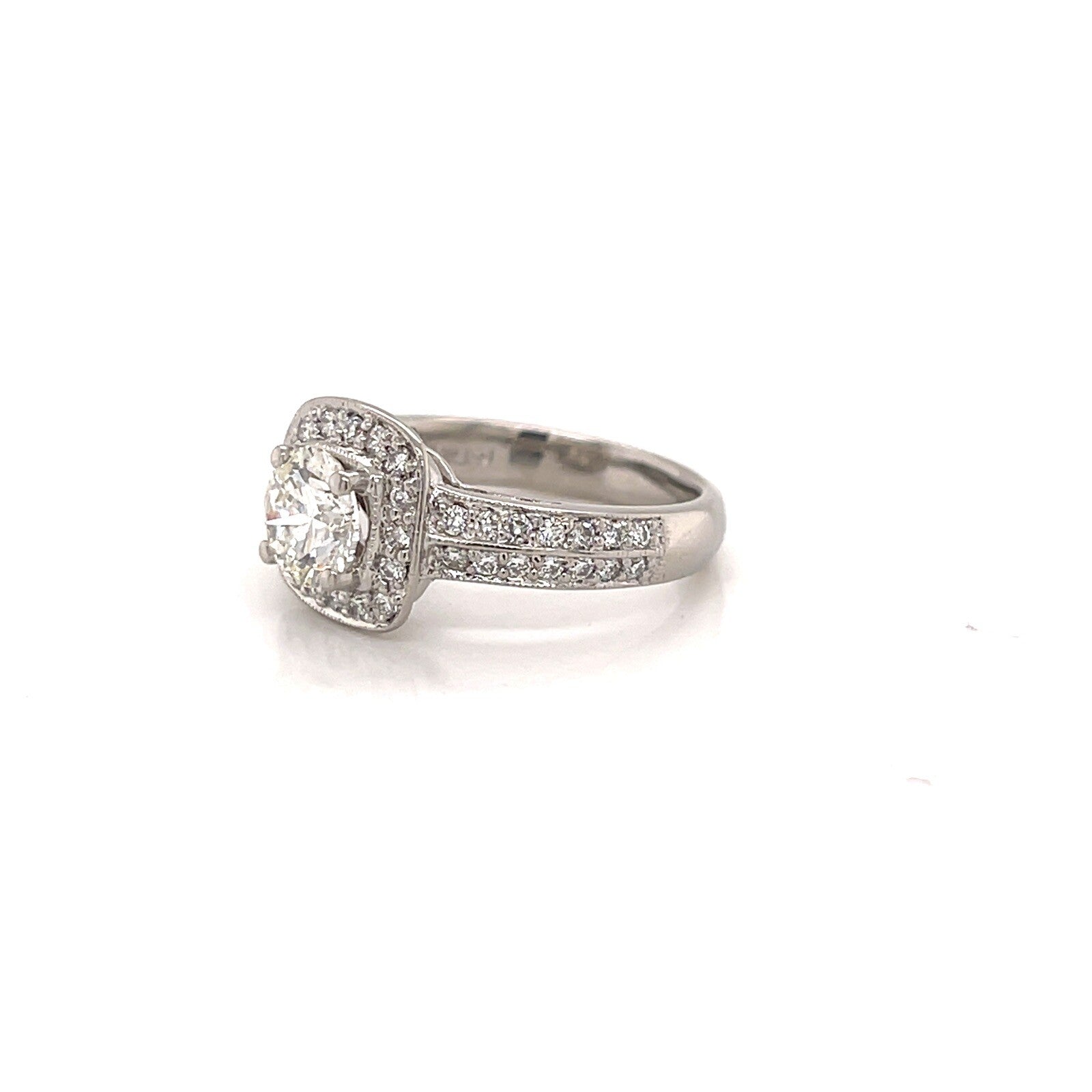 Platinum Engagement Ring with 1.0 ct H/I-VS2 Center Diamond Size 6