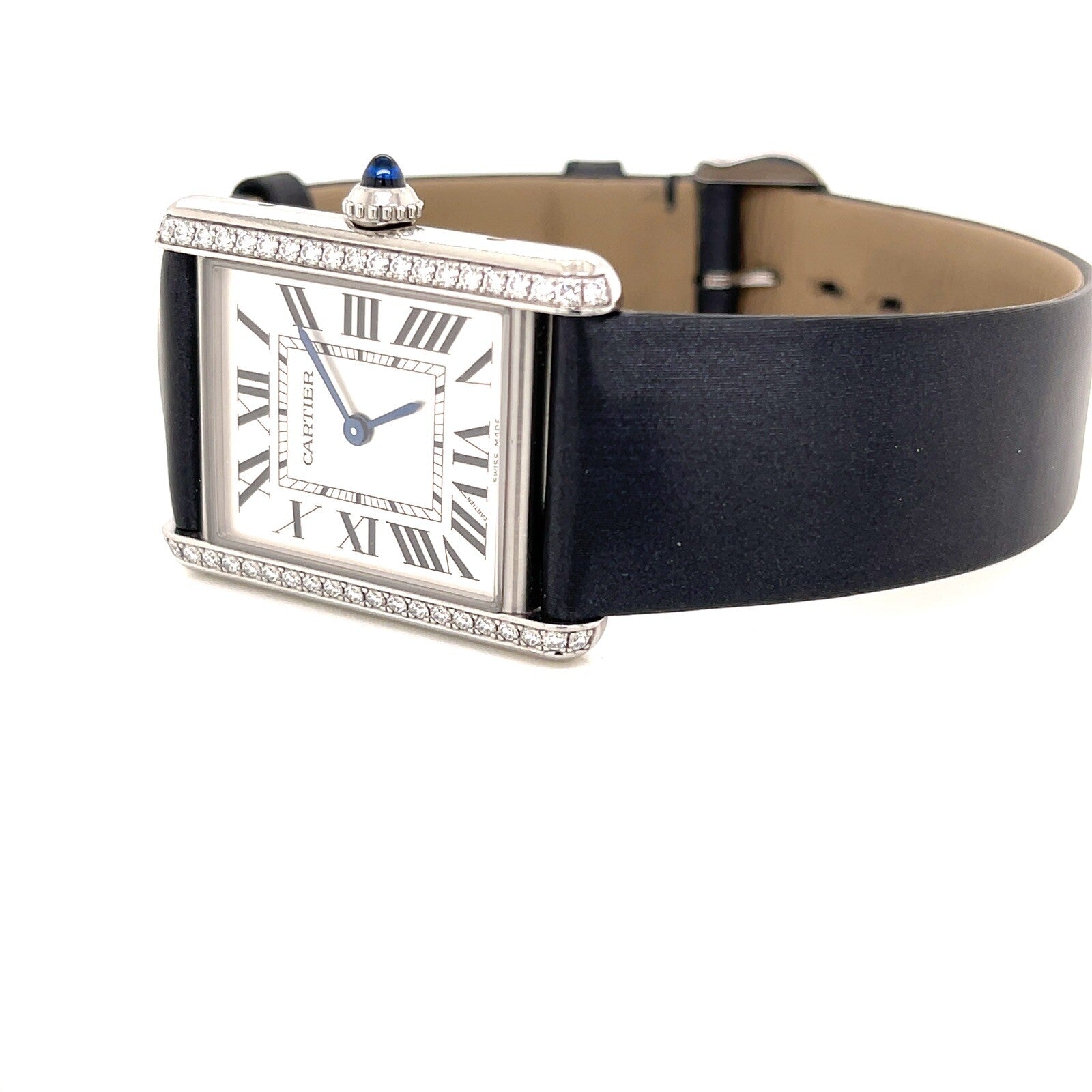 Cartier Diamond Bezel Tank Steel Watch - W4TA0017