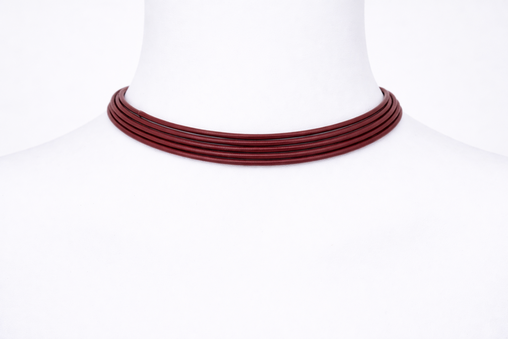 Bvlgari Multistrand Brown Leather Chord Choker Necklace