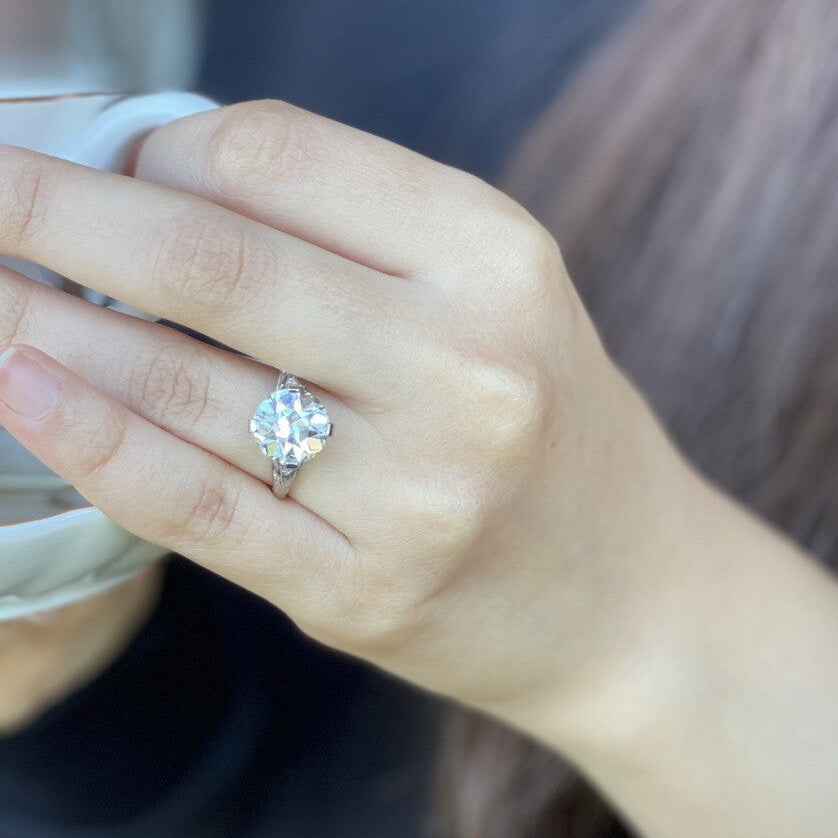 Vintage Platinum OEC 5.13 ct Diamond Ring Size 9.25