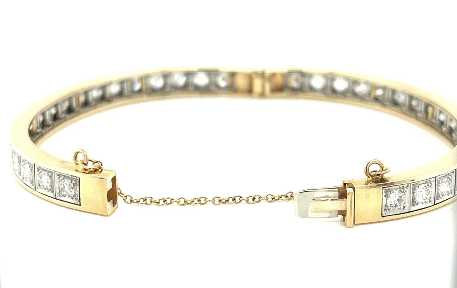 5.75 ctw Diamond 14k Gold & Platinum Vintage Bangle Bracelet