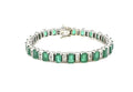 12.00cts Genuine Colombian Emeralds .80 tcw diamond 14k White Gold Bracelet