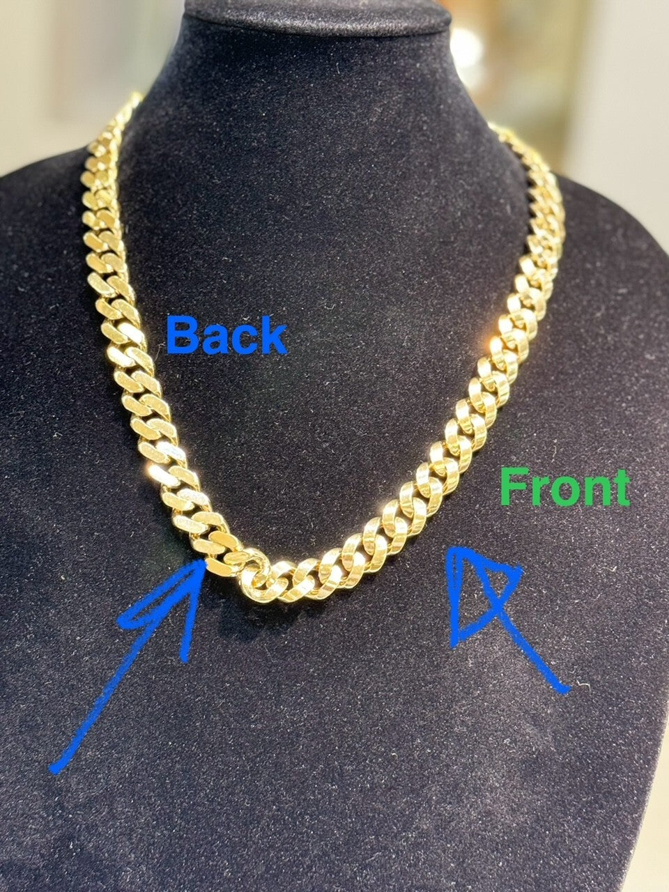 13mm Miami Cuban Royal Link Chain Necklace Solid 14K Yellow Gold 23 in
