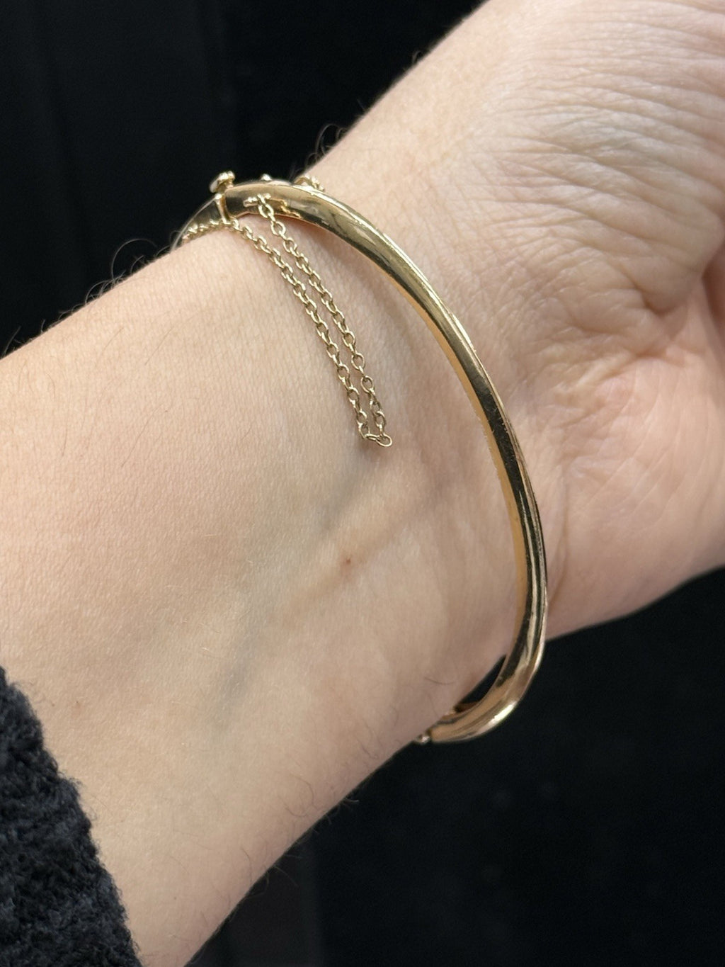 Victorian 14K Gold Bangle Bracelet Pearl & Diamond Blue Enamel Detailing