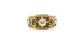 18K Yellow Gold Emerald & Diamond Wide Band Ring