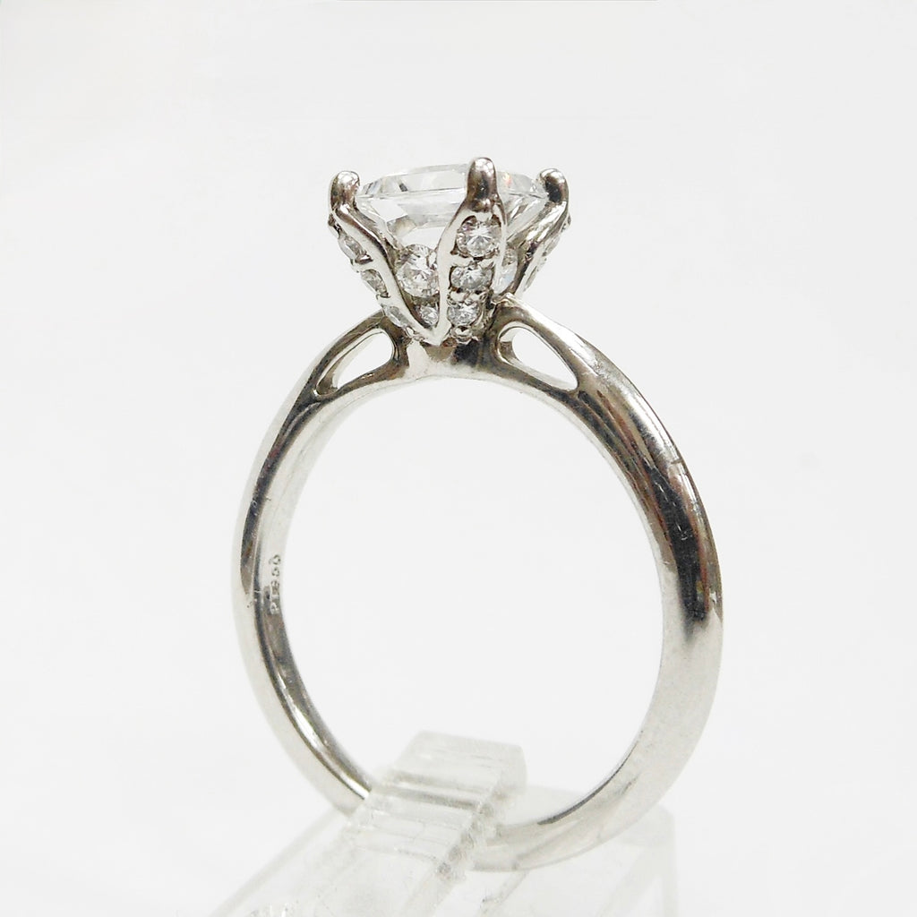 Ritani Platinum Engagement Ring for 1-1.25 ct Diamond–CZ Size 7.5