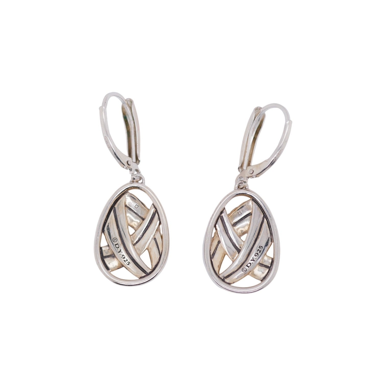 David Yurman Papyrus Earrings Sterling Silver & Pave Diamonds