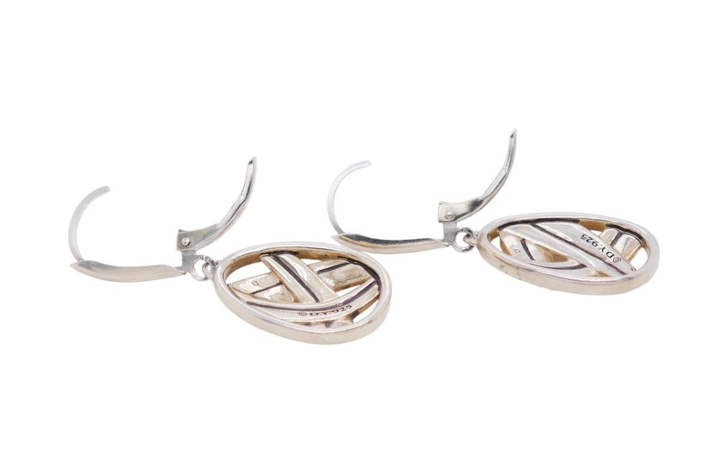 David Yurman Papyrus Earrings Sterling Silver & Pave Diamonds