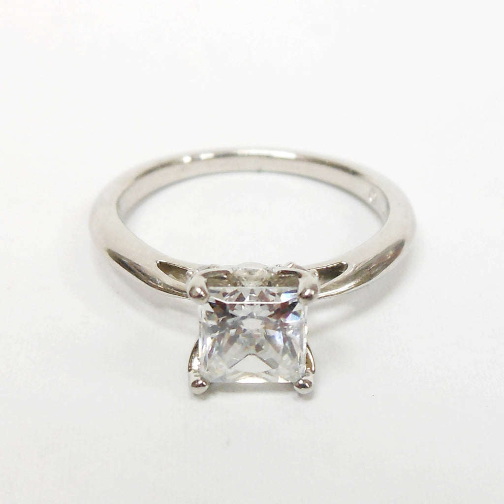Ritani Platinum Engagement Ring for 1-1.25 ct Diamond–CZ Size 7.5