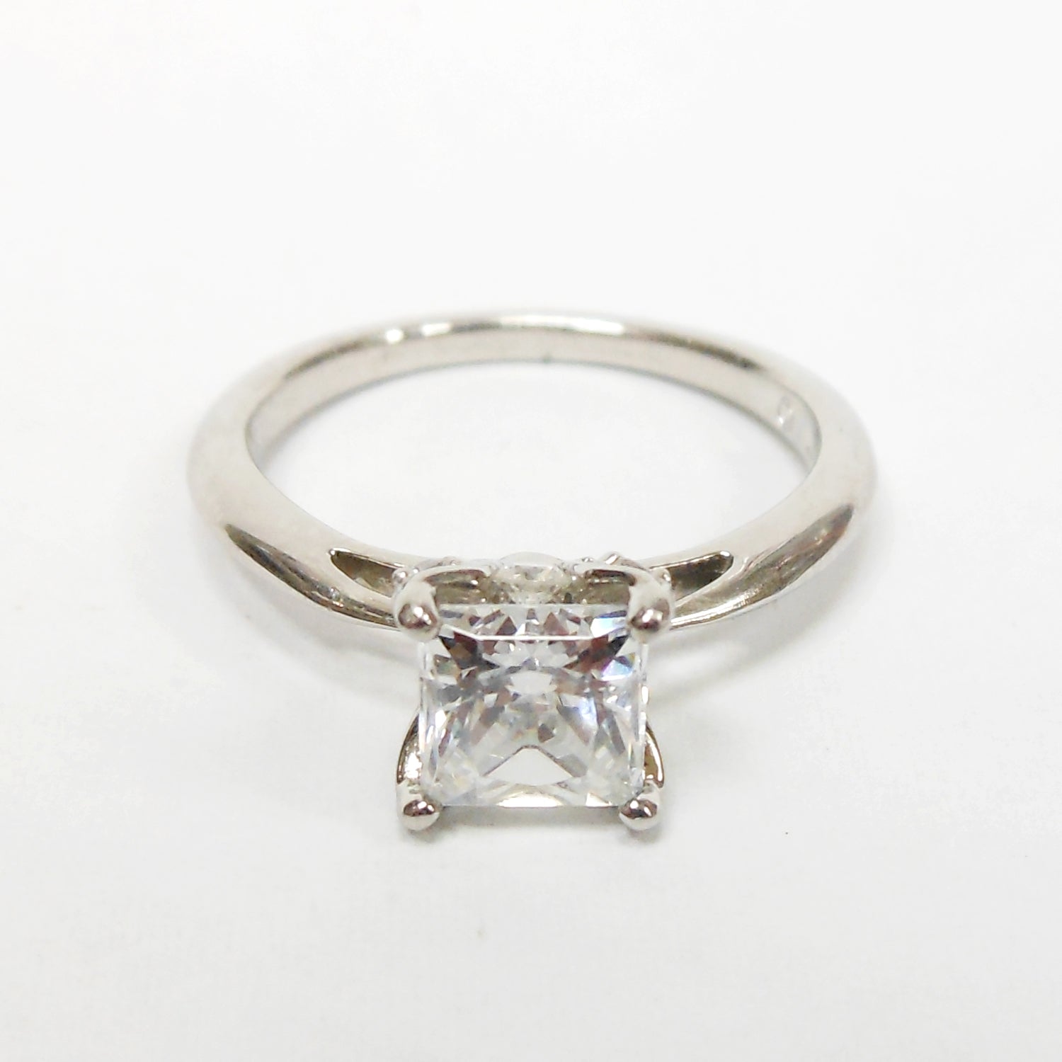 Ritani Platinum Engagement Ring for 1-1.25 ct Diamond–CZ Size 7.5