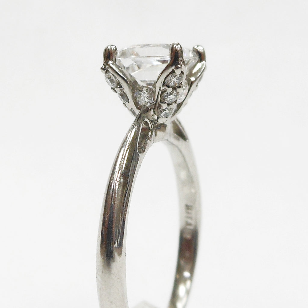 Ritani Platinum Engagement Ring for 1-1.25 ct Diamond–CZ Size 7.5