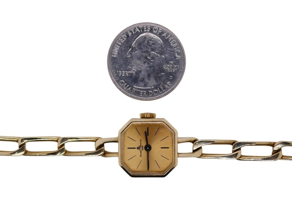 Vintage Baume & Mercier Genève 14K Gold Ladies Watch Octagonal Case 7.48 in