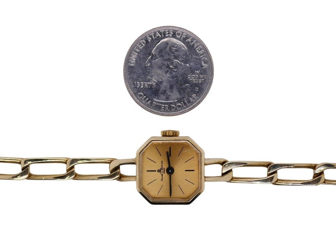 Vintage Baume & Mercier Genève 14K Gold Ladies Watch Octagonal Case 7.48 in