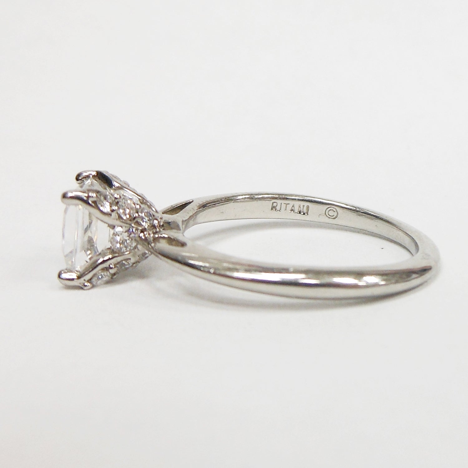 Ritani Platinum Engagement Ring for 1-1.25 ct Diamond–CZ Size 7.5