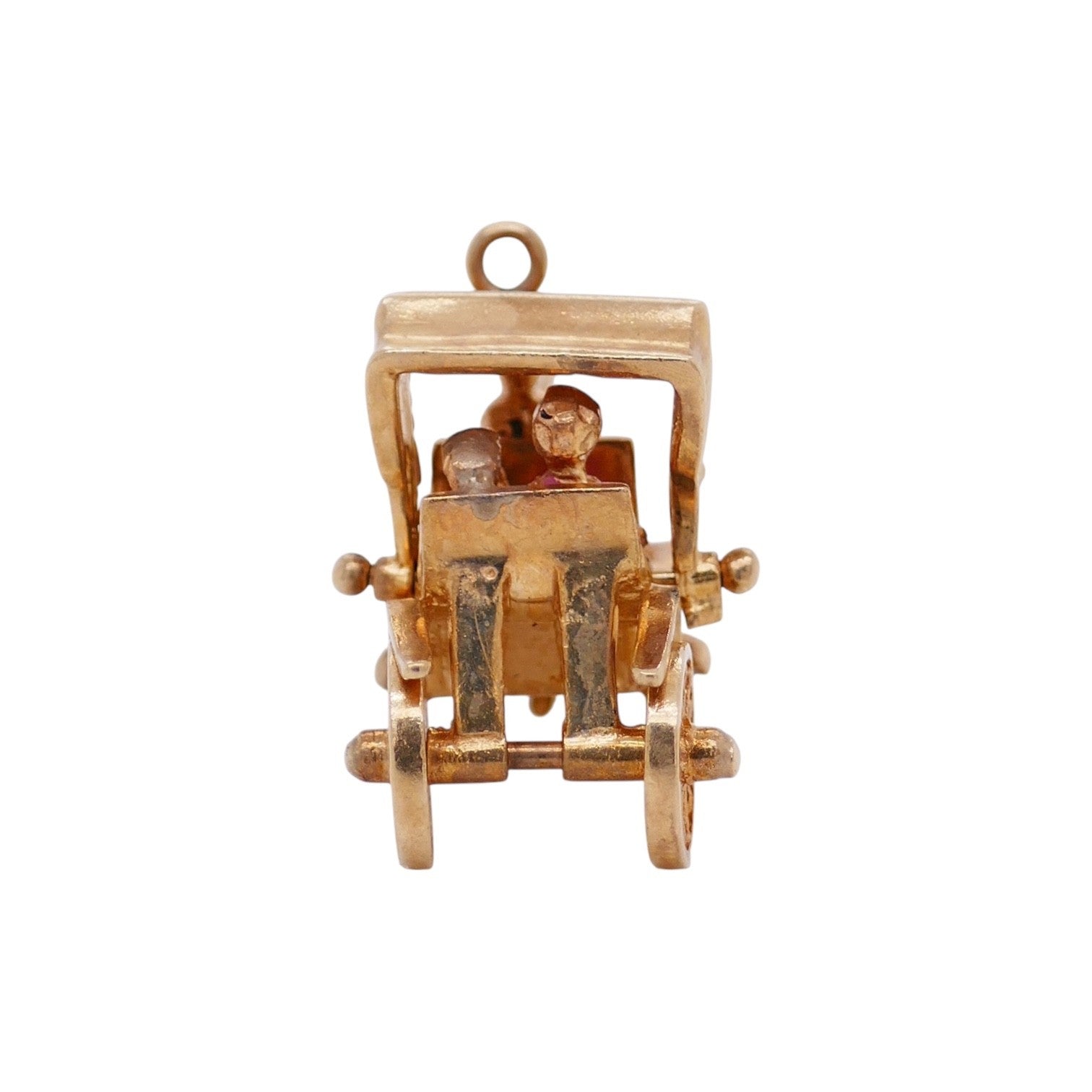 Vintage 14K Gold Articulated Horse & Carriage Pendant – Moving Canopy & Wheels