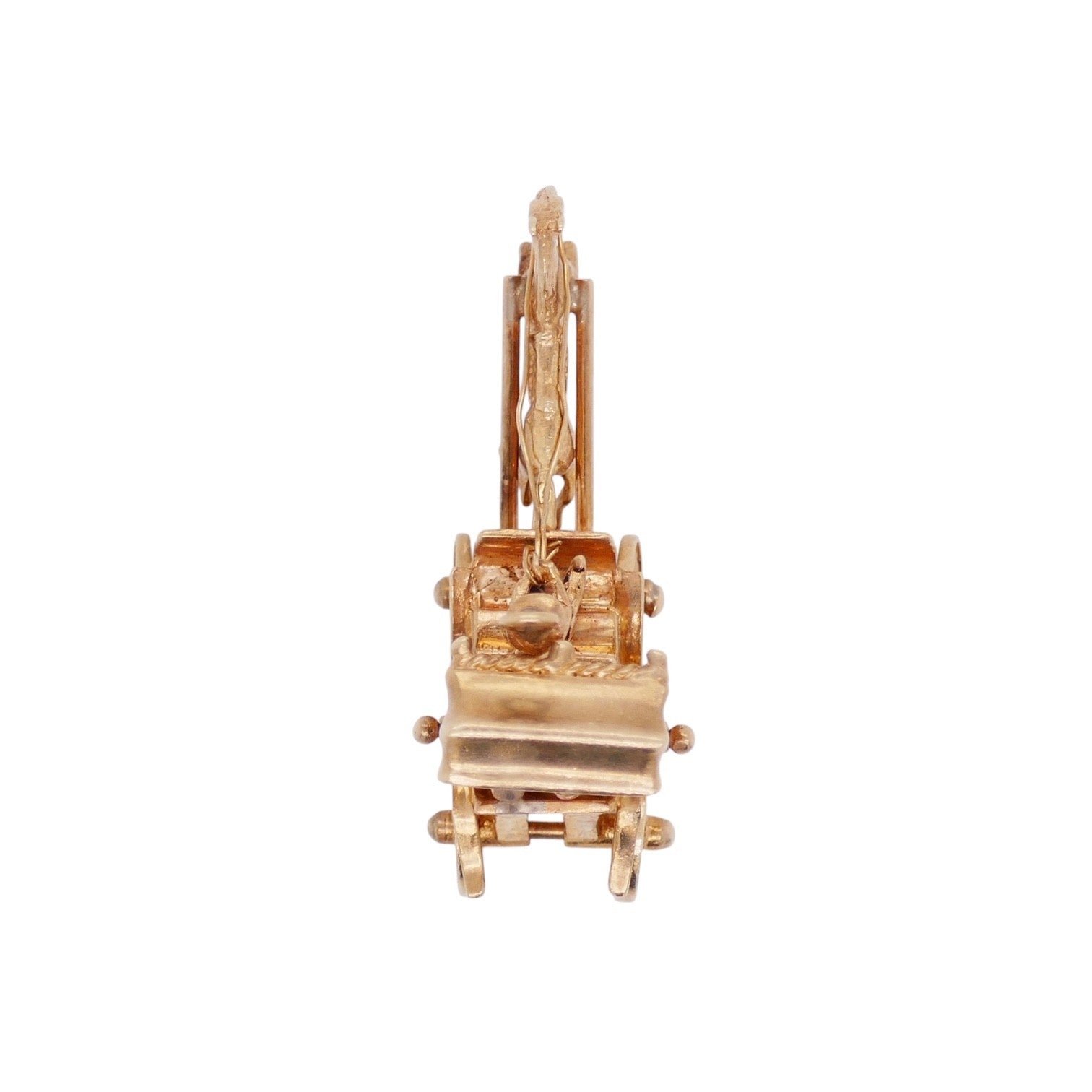 Vintage 14K Gold Articulated Horse & Carriage Pendant – Moving Canopy & Wheels