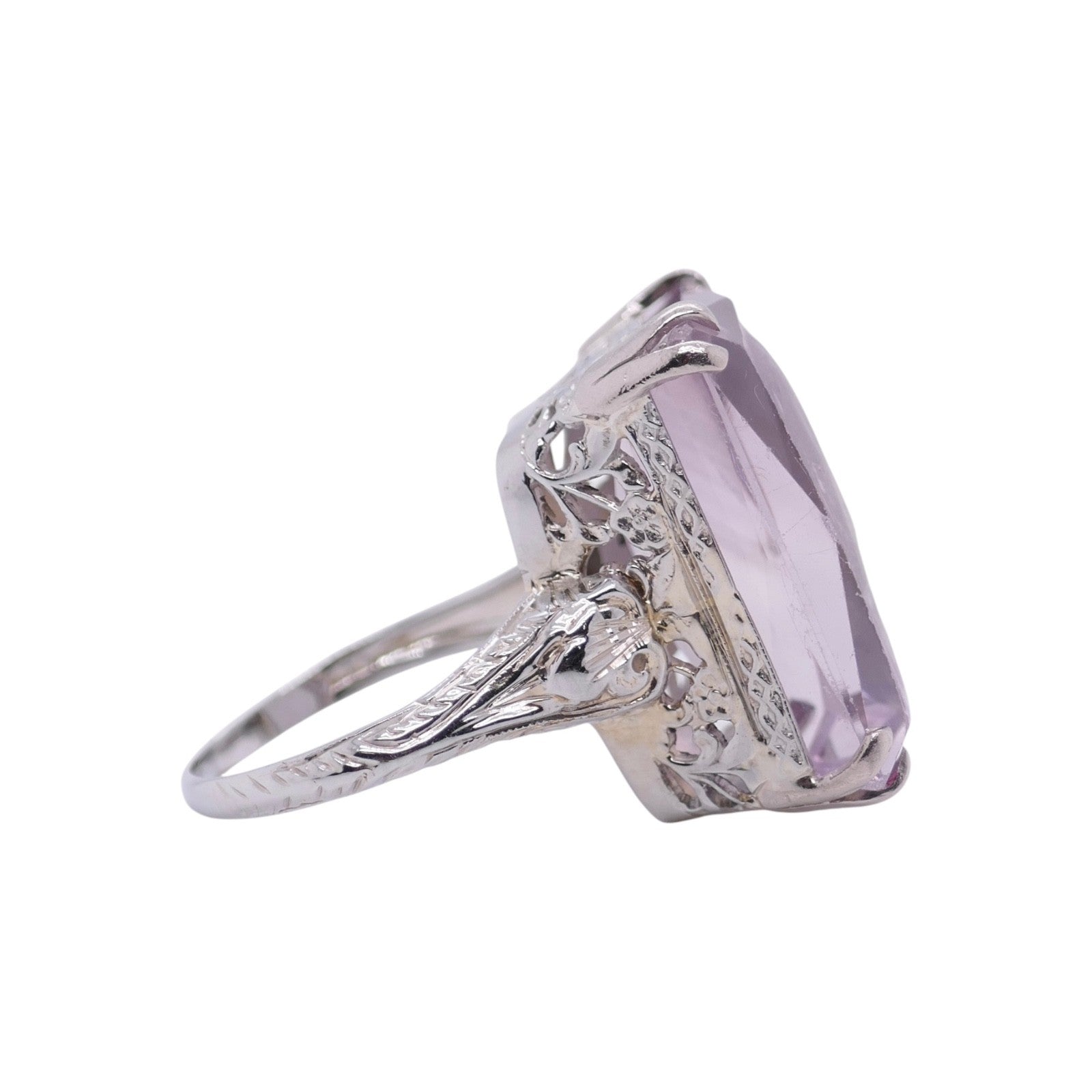 Antique 18k White Gold Amethyst Cameo Ring Size 7.25