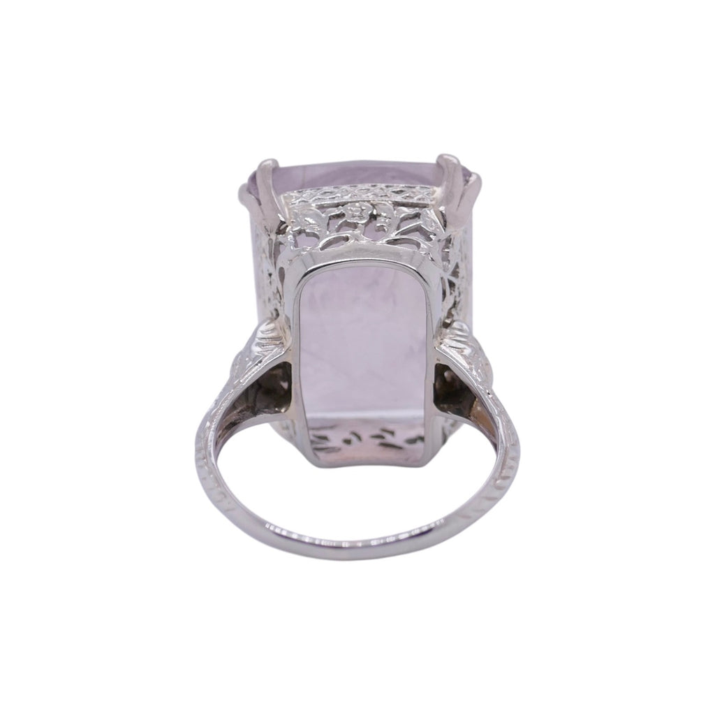 Antique 18k White Gold Amethyst Cameo Ring Size 7.25