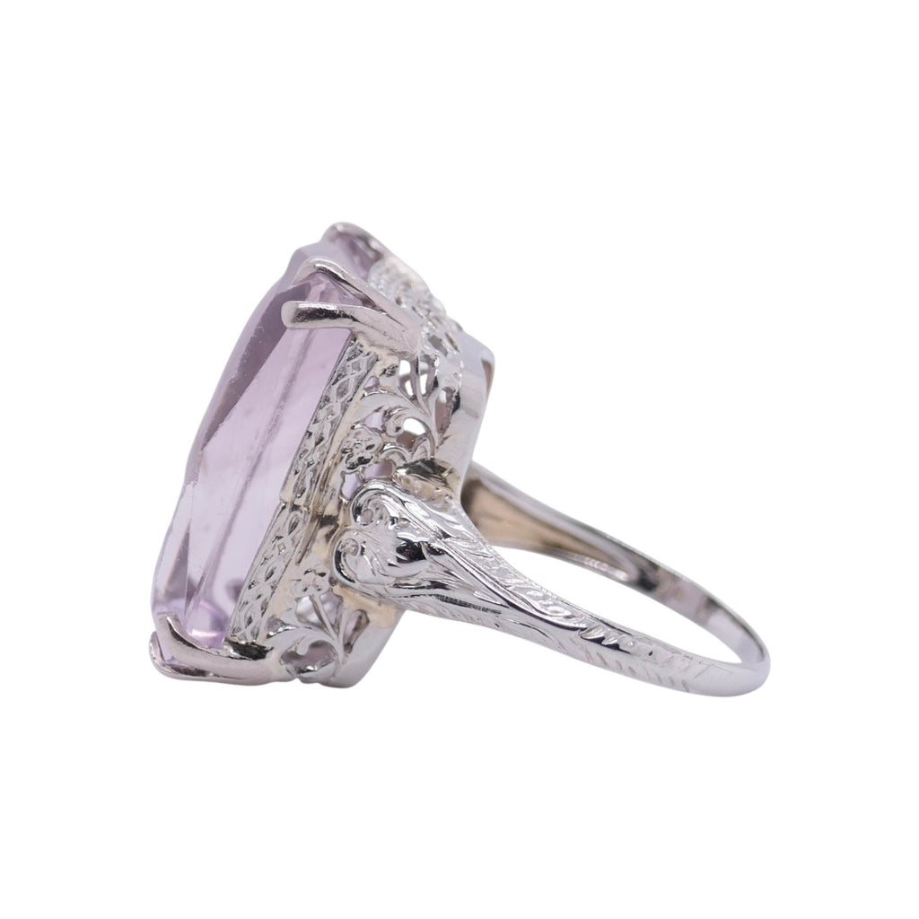Antique 18k White Gold Amethyst Cameo Ring Size 7.25