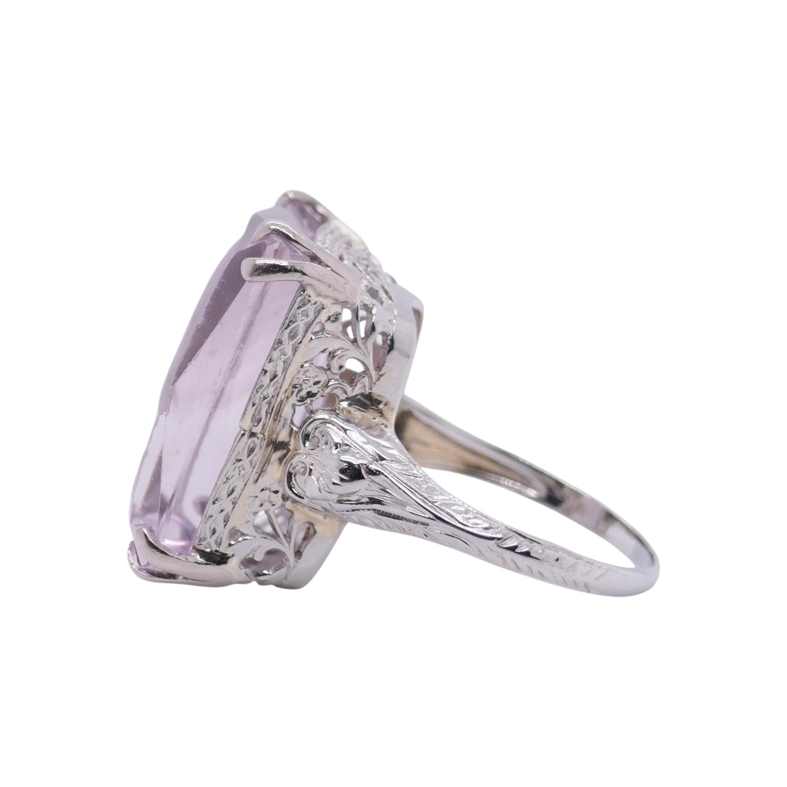 Antique 18k White Gold Amethyst Cameo Ring Size 7.25