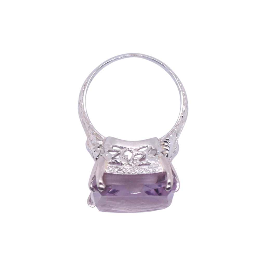 Antique 18k White Gold Amethyst Cameo Ring Size 7.25